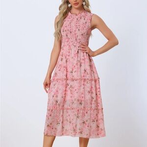 Floral Pink Sleeveless Dress